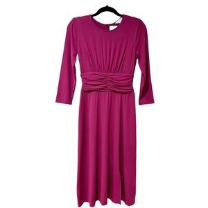London Times Gathered Waist Midi Dress in Pink (2)